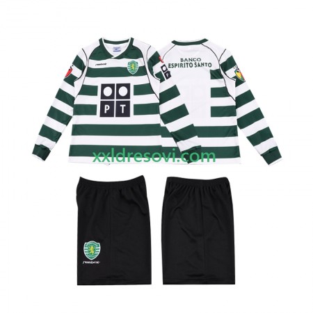 Sporting CP 2001 2003 Retro Domaći Dječji Nogometni Dres Dugim Rukavima
